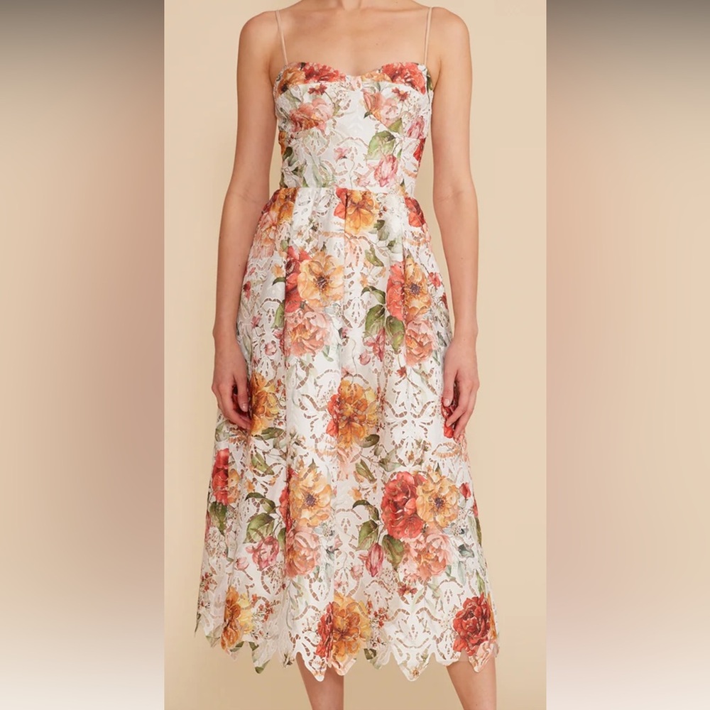Lucy Paris Mona Midi Dress Red/ orange size M